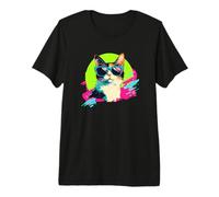 Mens Womens Kid Kitty Retro Vintage 80s 90s Calico Cat Lover Camiseta Premium