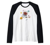 Mens Womens Kids Boys Astronaut Space Chocolate Lab Lover Camiseta Manga Raglan