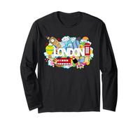 Men's Women's Kids Cool London Vibes, London Graffiti Colors Manga Larga