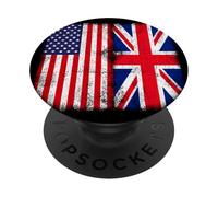 Men's Women's Kids Cool Vintage USA & UK Flag Graphic Design PopSockets PopGrip Adhesivo