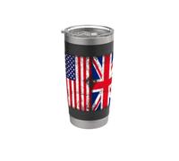 Men's Women's Kids Cool Vintage USA & UK Flag Graphic Design Vaso térmico de acero inoxidable de doble pared