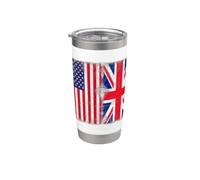 Men's Women's Kids Cool Vintage USA & UK Flag Graphic Design Vaso térmico de acero inoxidable de doble pared