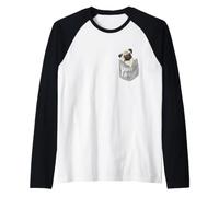 Men's Women's Kids Funny Cool Pocket Pug Pets Graphic Design Camiseta Manga Raglan