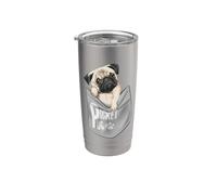 Men's Women's Kids Funny Cool Pocket Pug Pets Graphic Design Vaso térmico de acero inoxidable de doble pared