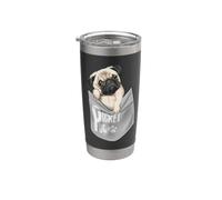 Men's Women's Kids Funny Cool Pocket Pug Pets Graphic Design Vaso térmico de acero inoxidable de doble pared
