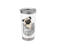 Men's Women's Kids Funny Cool Pocket Pug Pets Graphic Design Vaso térmico de acero inoxidable de doble pared