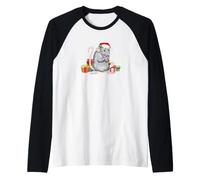 Mens Womens Kids Girls Funny Cute Xmas Merry Christmas Rat Camiseta Manga Raglan