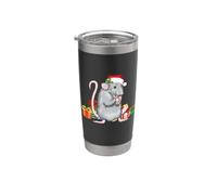 Mens Womens Kids Girls Funny Cute Xmas Merry Christmas Rat Vaso térmico de acero inoxidable de doble pared