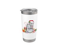 Mens Womens Kids Girls Funny Cute Xmas Merry Christmas Rat Vaso térmico de acero inoxidable de doble pared