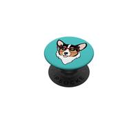 Mens Womens Kids Girls Red Glasses Tricolor Corgi Lover PopSockets PopGrip Adhesivo