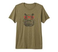 Mens Womens Kids Girls Retro Vintage Red Glasses Hippo Lover Camiseta Premium
