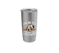 Mens Womens Kids Hear You Not Listening Basset Hound Lover Vaso térmico de acero inoxidable de doble pared