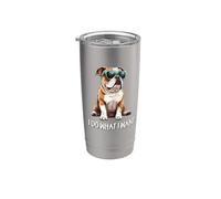 Mens Womens Kids I Do What I Want English Bulldog Lover Vaso térmico de acero inoxidable de doble pared