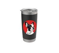 Mens Womens Kids Logo Black White French Bulldog Lover Vaso térmico de acero inoxidable de doble pared