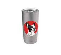 Mens Womens Kids Logo Black White French Bulldog Lover Vaso térmico de acero inoxidable de doble pared