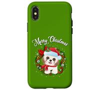 Mens Womens Kids Merry Christmas Santa Wreath Shih Tzu Lover Carcasa para iPhone X/XS
