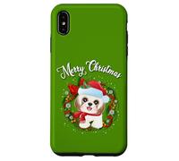 Mens Womens Kids Merry Christmas Santa Wreath Shih Tzu Lover Carcasa para iPhone XS MAX