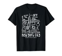 Men's Women's Kids New York City Sketch Drawing - New York Camiseta gráfica económica, Hombre, Negro, S
