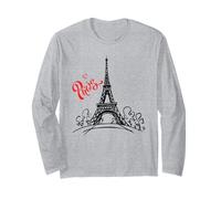 Men's Women's Kids Paris France Eiffel Tower Graphic Design Manga Larga