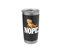 Mens Womens Kids Tiny Dinosaur NOPE Bearded Dragon Lover Vaso térmico de acero inoxidable de doble pared