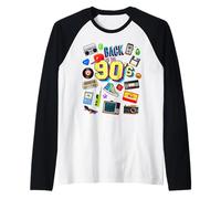 Men's Women's Kids Vintage Retro Back To 90's Graphic Design Camiseta Manga Raglan