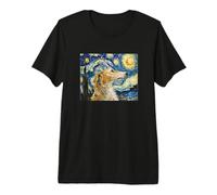 Mens Womens Painting Starry Night Russian Borzoi Dog Lover Camiseta Premium