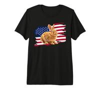 Mens Womens Patriotic USA American Flag 4th July Bunny Lover Camiseta Premium