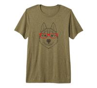 Mens Womens Red Glasses Ink Art Siberian Husky Dog Lover Camiseta Premium
