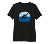 Mens & Womens Retro Blue Vintage Sun Manta Ray Lover Camiseta Premium