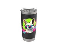 Mens Womens Retro Vintage 80s 90s Animal Lover Fennec Fox Vaso térmico de acero inoxidable de doble pared