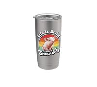 Mens Womens Retro Vintage Life Is Better Cute Show Pig Lover Vaso térmico de acero inoxidable de doble pared