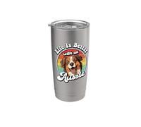 Mens Womens Retro Vintage Life Is Better Red Aussie Lover Vaso térmico de acero inoxidable de doble pared