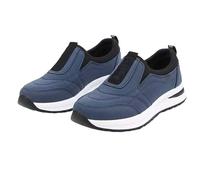 Mens Womens Slip On Trainers Casual Nordic Walking Shoes Breathable Running Shoe for Nurse Work Lightweight Thick Bottom Air Cushion Wedge Tennis Shoes Soft Mesh Gym Workout Sneakers