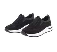 Mens Womens Slip On Trainers Casual Nordic Walking Shoes Breathable Running Shoe for Nurse Work Lightweight Thick Bottom Air Cushion Wedge Tennis Shoes Soft Mesh Gym Workout Sneakers