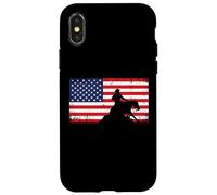 Mens Womens USA Flag America Patriotic Reining Horse Shirt Carcasa para iPhone X/XS