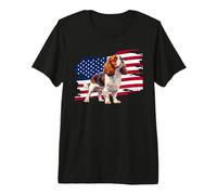 Mens Womens USA Flag American 4th July Cavalier Dog Mom Camiseta Premium