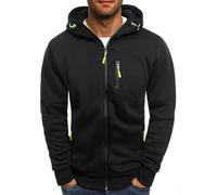 Mens Zipped Hoodies Mens' Hoodies Drawstring Jacket with Pockets Solid Color Sweatshirts Plus Size Loose-Fit Solid Color Cardigans Outwear Warm Long Sleeve Cardigans (Black,XXL)