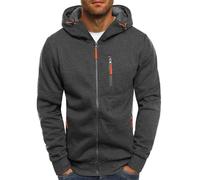 Mens Zipped Hoodies Mens' Hoodies Drawstring Jacket with Pockets Solid Color Sweatshirts Plus Size Loose-Fit Solid Color Cardigans Outwear Warm Long Sleeve Cardigans (Dark Gray,M)