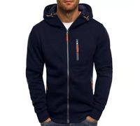 Mens Zipped Hoodies Mens' Hoodies Drawstring Jacket with Pockets Solid Color Sweatshirts Plus Size Loose-Fit Solid Color Cardigans Outwear Warm Long Sleeve Cardigans (Navy Blue,S)