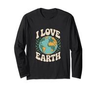 Mensaje Ambiental I Love Earth Globe Manga Larga