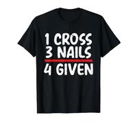 Mensaje bíblico Cristiano 1 Cruz 3 Clavos 4 Dado Cristiano Camiseta gráfica económica, Hombre, Negro, M