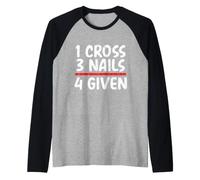 Mensaje bíblico Cristiano 1 Cruz 3 Clavos 4 Dado Cristiano Camiseta Manga Raglan