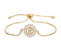 Mensaje Conjuntos Para Y Joyería Zircon Charms Cobre Chapado En Oro Pulseras Ajustable Para Mujer 26 Letras Del Alfabeto Pulsera Delicado Disco Pulsera Azul Mensaje Perlas Plateadas (R, One Size)