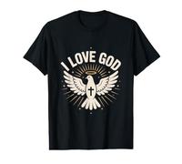Mensaje Cristiano I Love God Dove Cross Camiseta gráfica económica