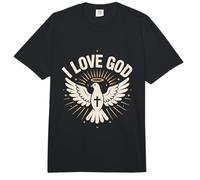 Mensaje Cristiano I Love God Dove Cross Comfort Colors Adult Heavyweight T-Shirt