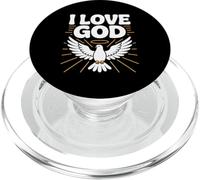 Mensaje de fe espiritual con símbolo de paloma I Love God PopSockets PopGrip para MagSafe