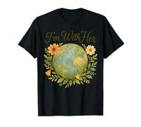 Mensaje de naturaleza floral I'm With Her Earth Camiseta