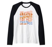 Mensaje de propósito edificante Retro de Flores de fe y positividad Camiseta Manga Raglan
