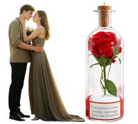 Mensaje de rosa de San Valentín en una botella, regalo de amor de voz grabada para el día de San Valentín con corcho de reproducción, decoración romántica de recuerdo, regalos de San Valentín para