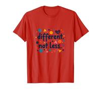Mensaje Diferente No Menos de Inclusión de Educación Especial Camiseta, Hombre, Rojo, XL